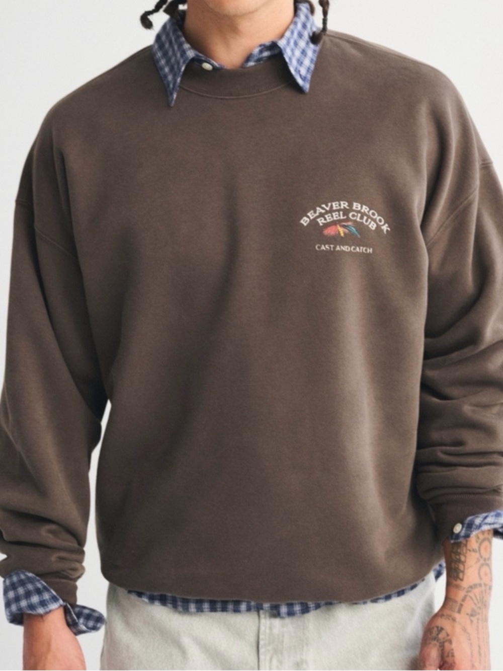 Abercrombie & Fitch Brown Logo Crewneck Sweatshirt